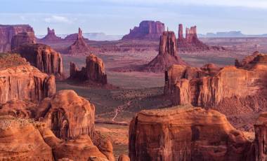 Sunrise in Hunts Mesa navajo tribal majesty place near Monument Valley, Arizona, USA